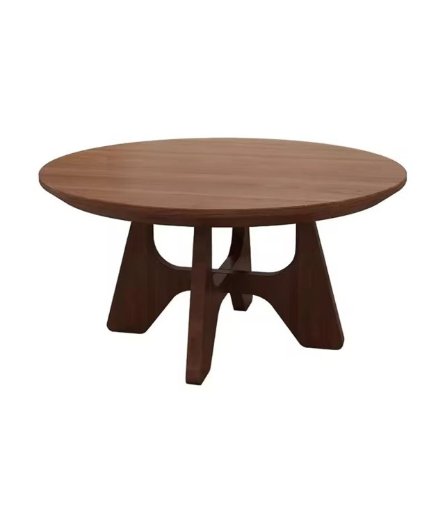 Modern Round Coffee Table with Sculptural Tri-Leg Base | Walnut Finish | Mid-Century Minimalist Design