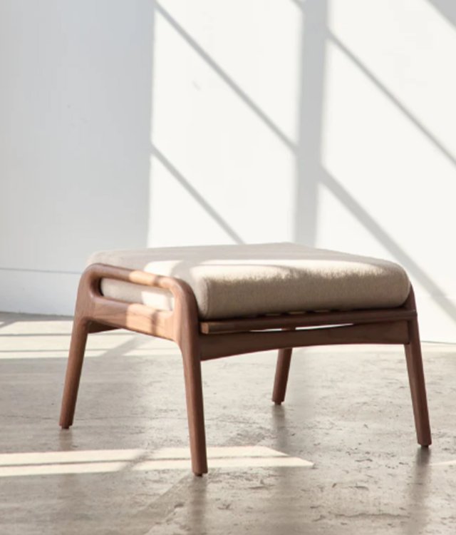 Mid-Century Solid Wood Lounge Chair for Indoor | Upholstered Fabric Seat