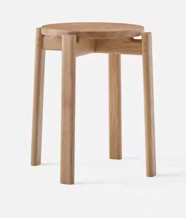Modern Solid Wood Stackable Stool | Round Wooden Dining Stool for Kitchen & Living