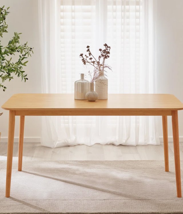 Modern Minimalist Solid Wood Dining Table | Rectangular Kitchen Table for Dining Room