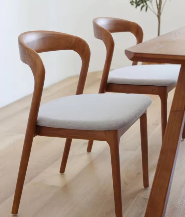 Nordic Solid Wood Dining Table Set with 4 Chairs | Walnut Finish Rectangular Table & Upholstered Dining Chairs