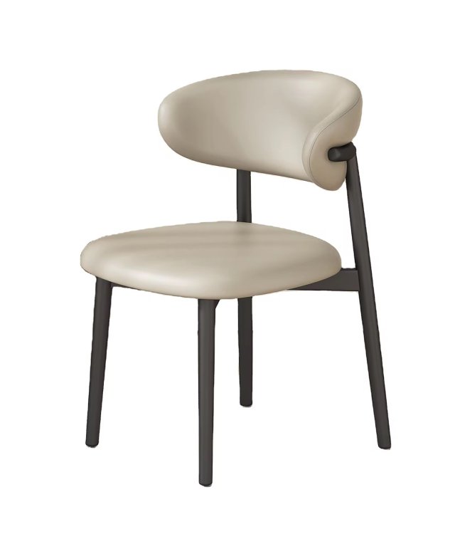 Modern Nordic PU Leather Dining Chair | Solid Wood Legs Accent Chair for Living Room & Home Office 