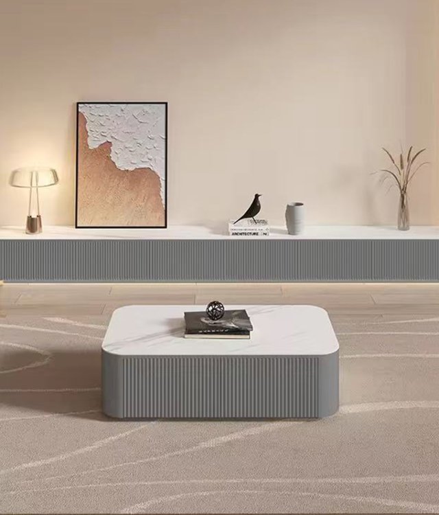 Minimalist Fluted White TV Unit 