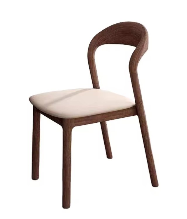 Nordic Solid Wood Dining Table Set with 4 Chairs | Walnut Finish Rectangular Table & Upholstered Dining Chairs