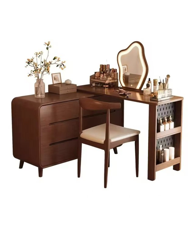 Solid Wood 6-Drawer Storage Cabinet | Walnut Living Room Organizer | Mid-Century Modern Accent Chest