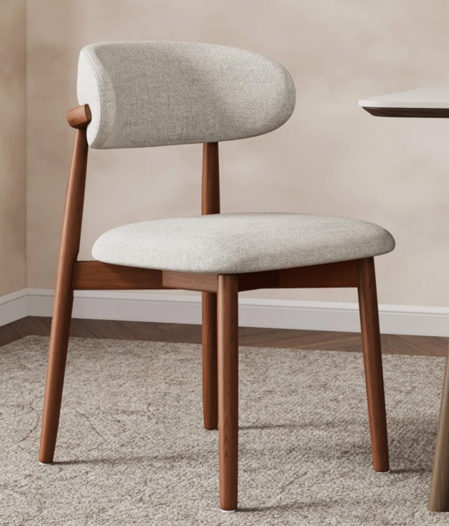 Mid-Century Modern Fabric Dining Chair with Solid Wood Legs | Upholstered Accent Chair for Kitchen & Living Room