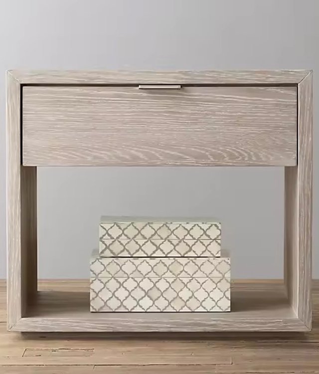 Minimalist Rounded Oak Bedside Table | Modern 1-Drawer Nightstand with Open Shelf