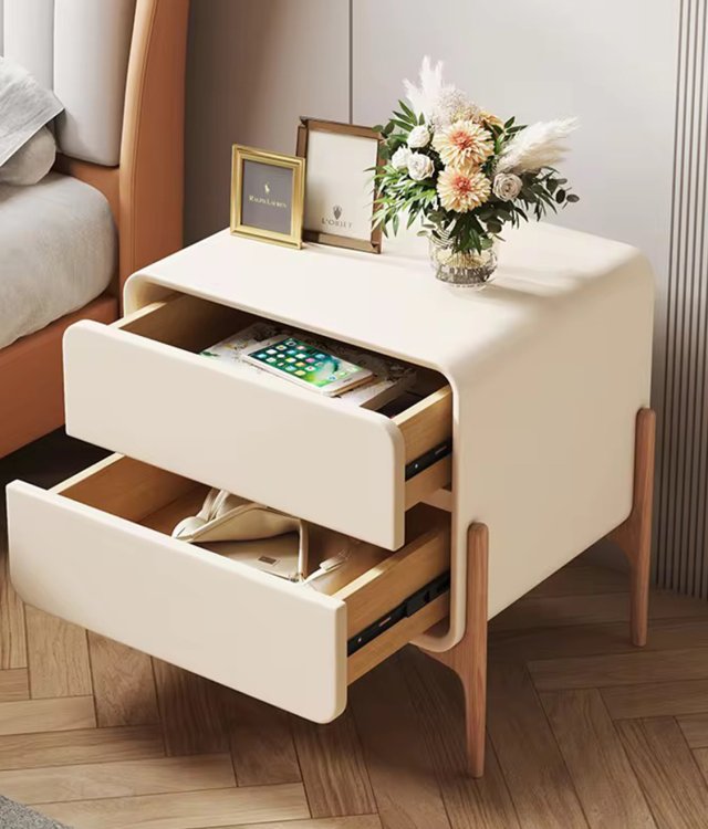 Modern Solid Wood 2-Drawer Bedside Table | Minimalist Nightstand