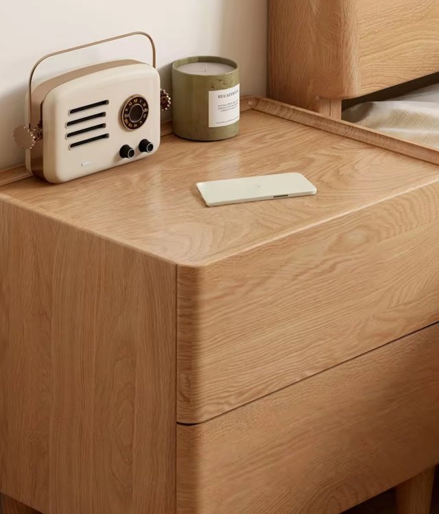 Minimalist Solid Oak 2-Drawer Bedside Table | Nordic Style Nightstand