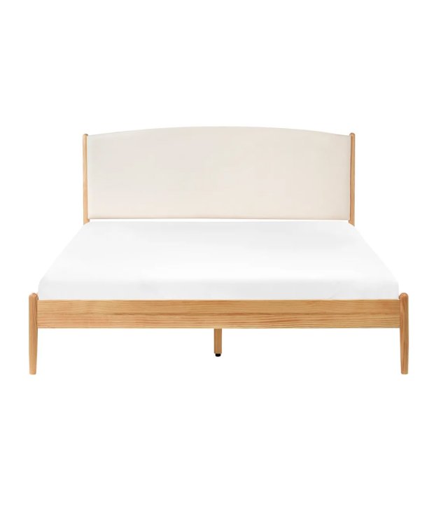 Eco-Friendly Solid Wood Bed Frame | Nordic Style | Upholstered Headboard | 160x200cm