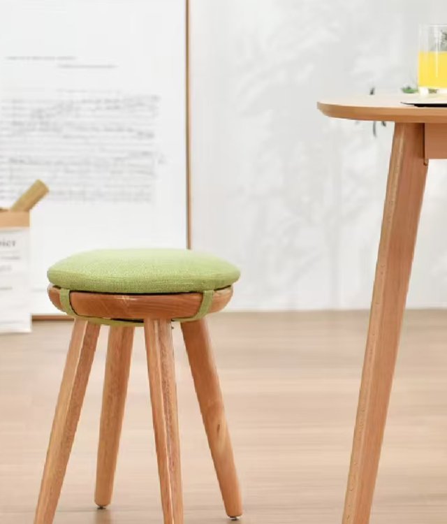 Modern Solid Wood Round Stool | Multi-Size Wooden Stool for Kitchen & Living Room