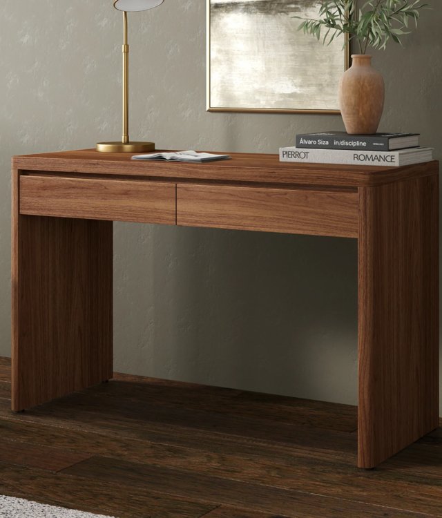 Modern Solid Wood Home Office Desk with 2 Drawers