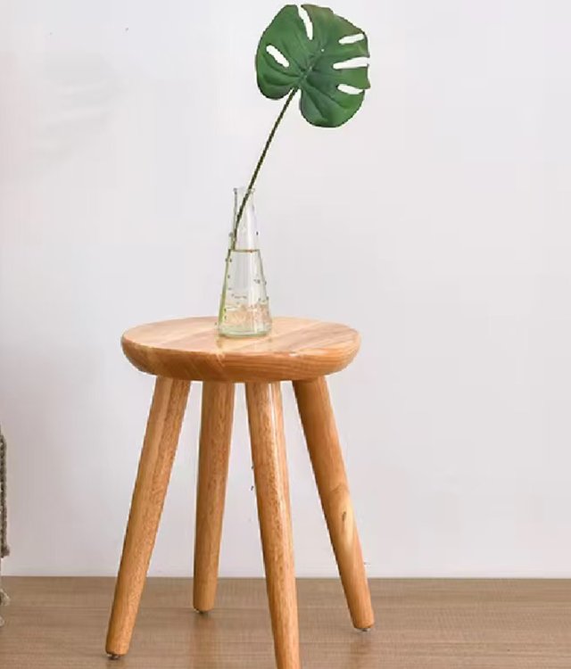 Modern Solid Wood Round Stool | Multi-Size Wooden Stool for Kitchen & Living Room