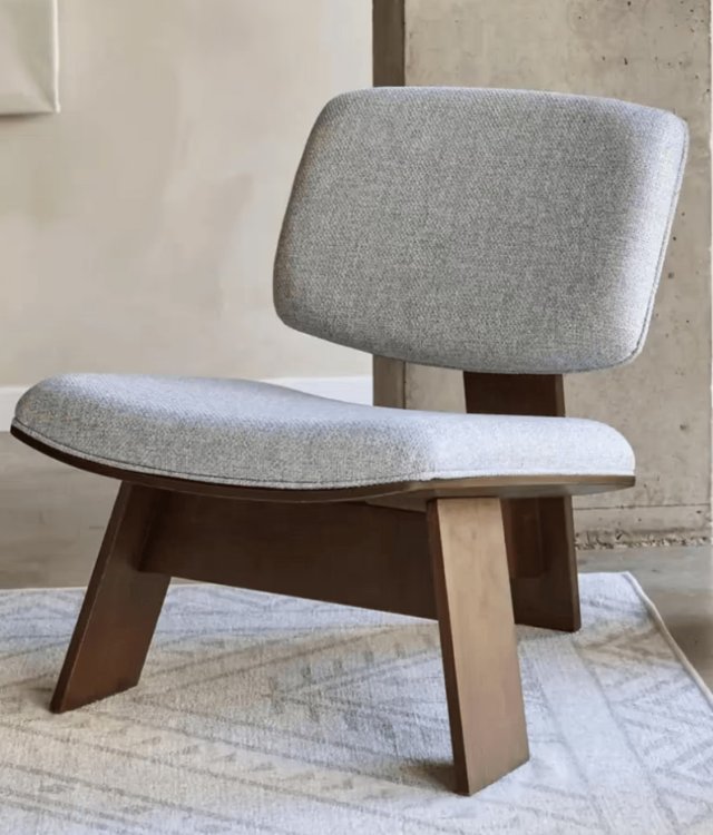 Modern Minimalist Wooden Accent Chair with Plush Cushions