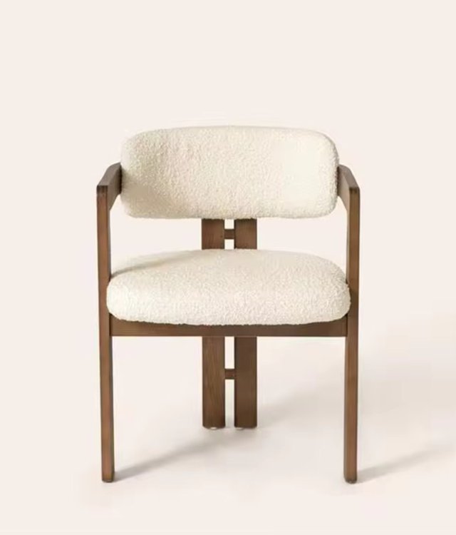 Mid-Century Solid Wood Upholstered Armchair | Geometric H-Frame Accent Chair for Living Room & Dining Room