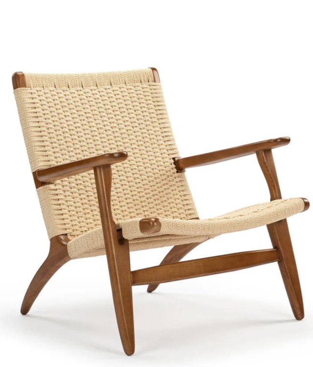 Mid-Century Modern Solid Wood Woven Rope Lounge Chair | FSC Certified Teak