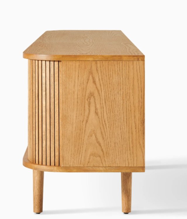 Modern Minimalist Fluted Solid Wood Sideboard | Dining Room Storage Cabinet with Drawers