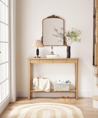 Solid Wood Console Table With Drawers And Lower Shelf Entryway Hallway Sofa Console Desk For Home Wholesale