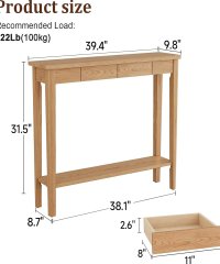 Solid Wood Console Table With Drawers And Lower Shelf Entryway Hallway Sofa Console Desk For Home Wholesale