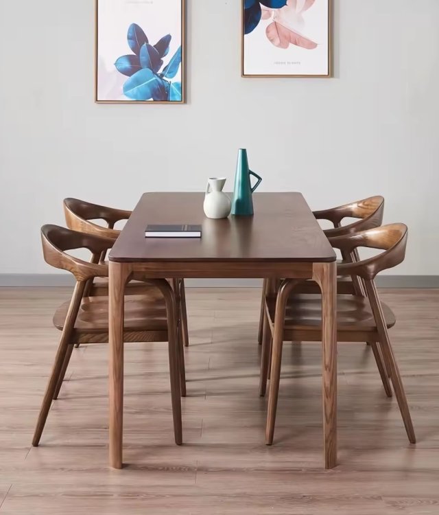One-Piece Bent Frame Armchair, Faux-Leather Padded Solid Wood Dining Chair for Nordic Modern Commercial Venues