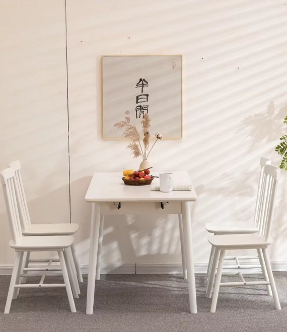 Vertical Slat Windsor Style Side Chair, Solid Wood Dining Chair for Nordic Country-Style Home & Catering Venues