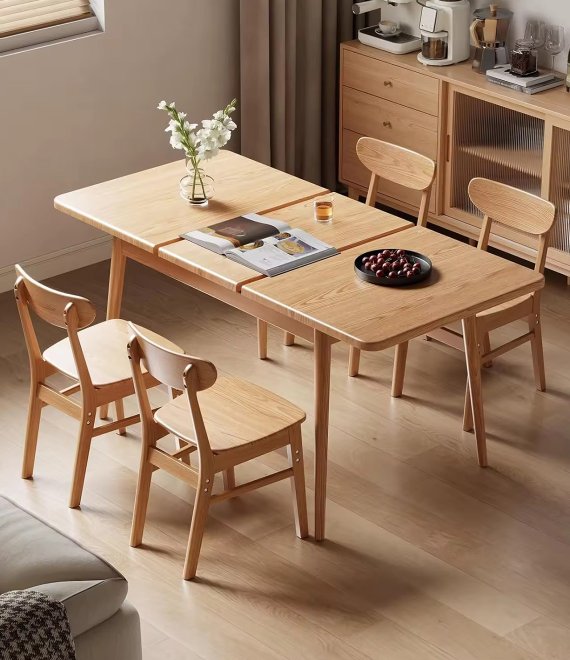 Space-Saving Extendable Dining Furniture, Solid Wood Dining Table for Nordic Small Household & Restaurant Bulk Order