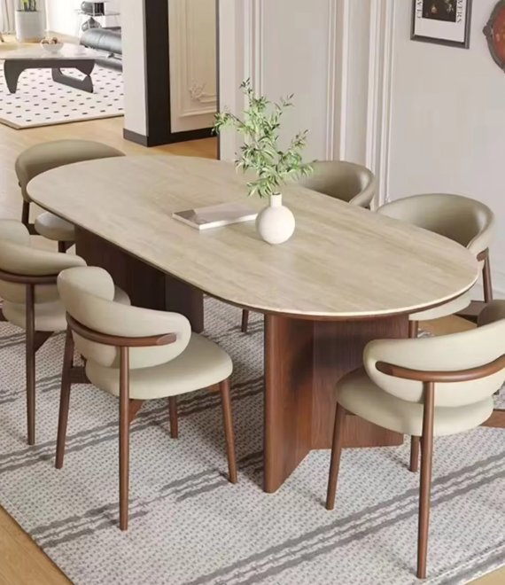 Stable Panel Support Home Dining Furniture, Solid Wood Dining Table for Nordic Living Space & Hospitality Bulk Project