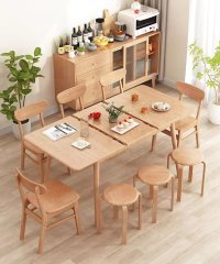 Space-Saving Extendable Dining Furniture, Solid Wood Dining Table for Nordic Small Household & Restaurant Bulk Order