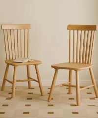 Vertical Slat Windsor Style Side Chair, Solid Wood Dining Chair for Nordic Country-Style Home & Catering Venues