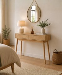 Nordic Herringbone Wood Console Table 2 Drawers Entryway Hallway Sofa Console Desk For Home Wholesale 