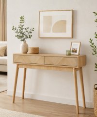 Nordic Herringbone Wood Console Table 2 Drawers Entryway Hallway Sofa Console Desk For Home Wholesale 