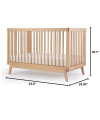 Mid Century Modern Solid Wood Baby Crib Convertible Infant Bed With Angled Legs For Nursery Room Supply 