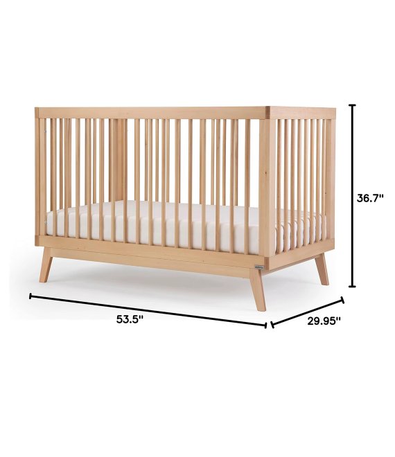 Mid Century Modern Solid Wood Baby Crib Convertible Infant Bed With Angled Legs For Nursery Room Supply 