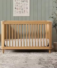 Mid Century Modern Solid Wood Baby Crib Convertible Infant Bed With Angled Legs For Nursery Room Supply 