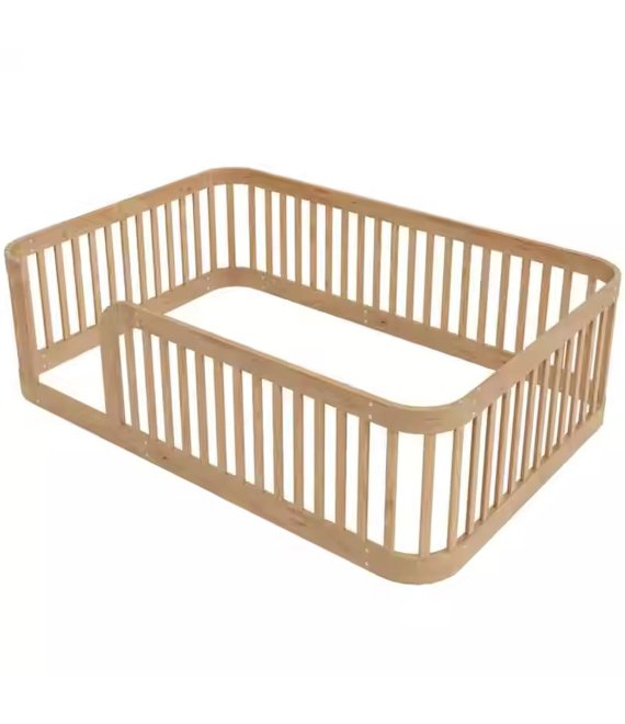 Solid Wood Floor Bed With Guardrail Toddler Safety Bed Montessori Kids Bed For Children Room Wholesale