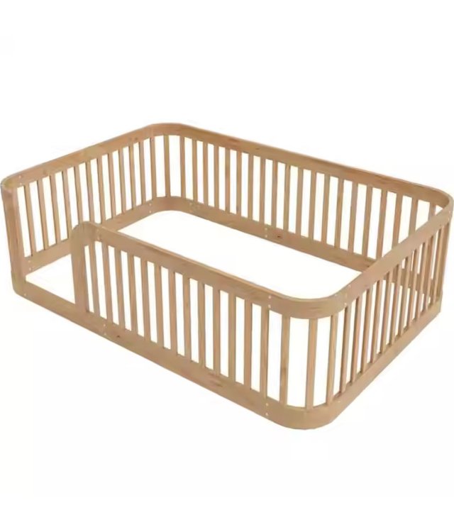 Solid Wood Floor Bed With Guardrail Toddler Safety Bed Montessori Kids Bed For Children Room Wholesale