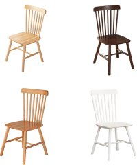Vertical Slat Windsor Style Side Chair, Solid Wood Dining Chair for Nordic Country-Style Home & Catering Venues