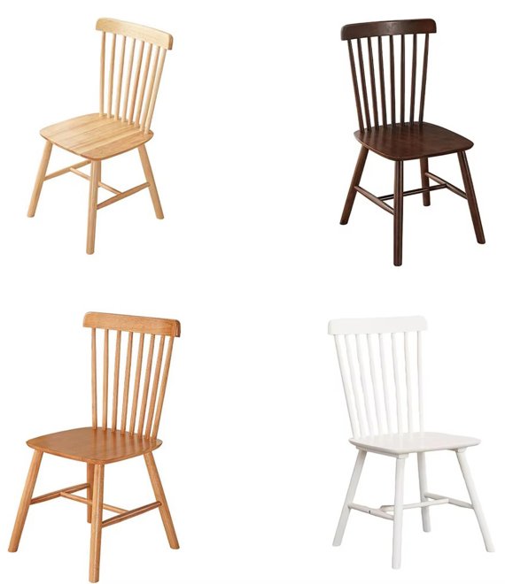 Vertical Slat Windsor Style Side Chair, Solid Wood Dining Chair for Nordic Country-Style Home & Catering Venues