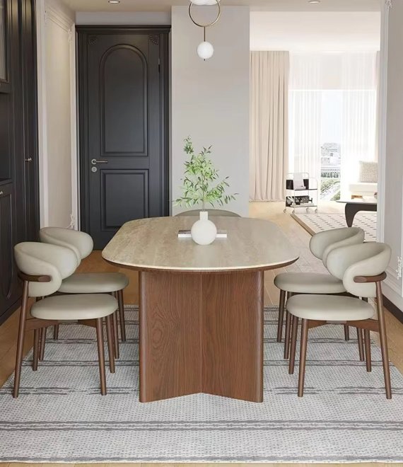 Stable Panel Support Home Dining Furniture, Solid Wood Dining Table for Nordic Living Space & Hospitality Bulk Project