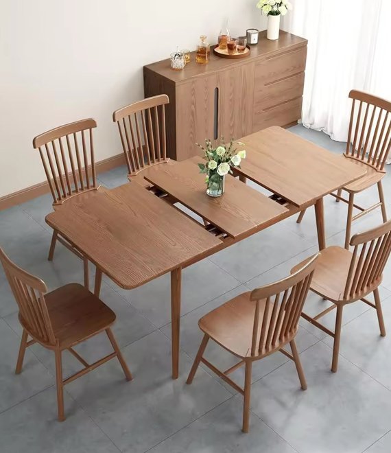 Space-Saving Extendable Dining Furniture, Solid Wood Dining Table for Nordic Small Household & Restaurant Bulk Order