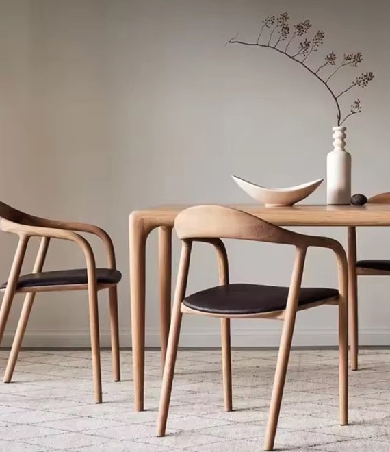 Slim-Leg Practical Dining Furniture, Solid Wood Dining Table for Nordic Casual Home & Bistro Commercial Use
