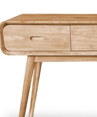 Nordic Oak Wood Console Table 3 Drawers Rounded Edge Hallway Entryway Sofa Console Desk For Home Project Supply