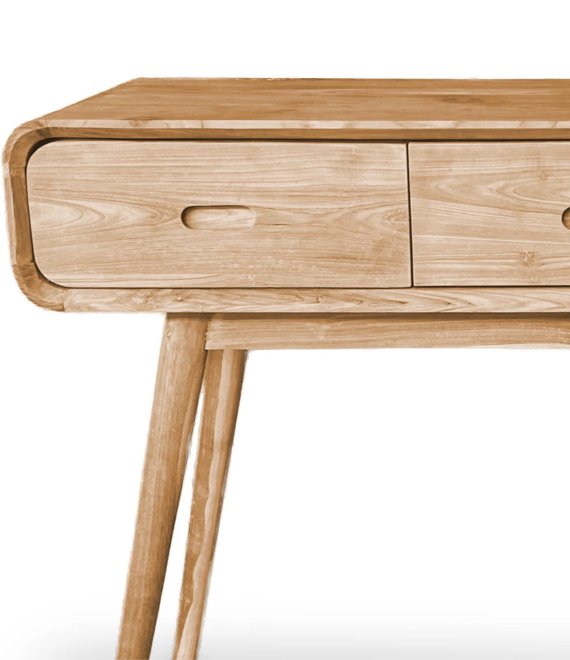 Nordic Oak Wood Console Table 3 Drawers Rounded Edge Hallway Entryway Sofa Console Desk For Home Project Supply