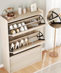 Modern Slim Flip Down Wooden Shoe Cabinet Narrow Entryway Shoe Storage Cabinet For Home Wholesale