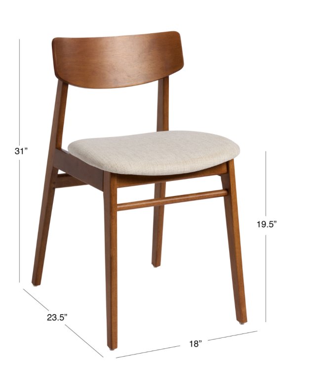 Slatted Back Padded Fabric Side Chair, Solid Wood Dining Chair for Nordic Kitchen & Restaurant Project