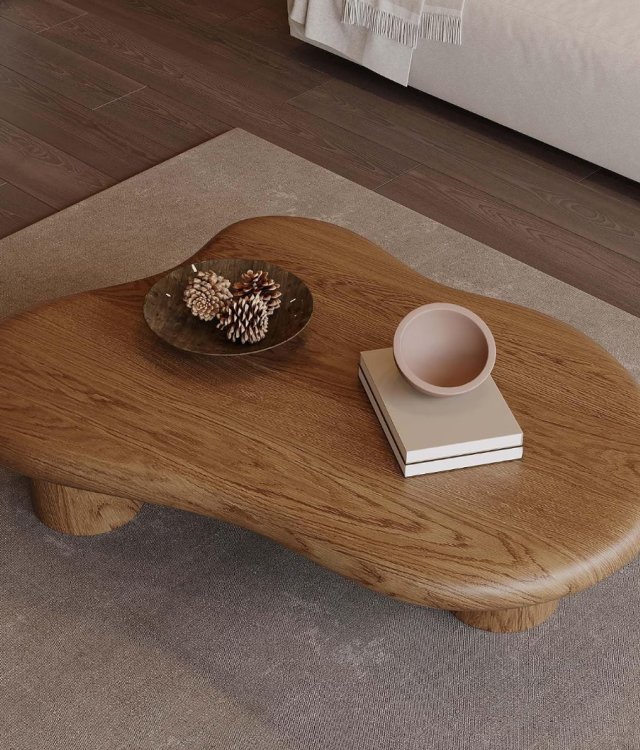 Solid Wood Cloud Coffee Table Irregular Organic Shape Oval Center Table For Living Room Villa Wholesale