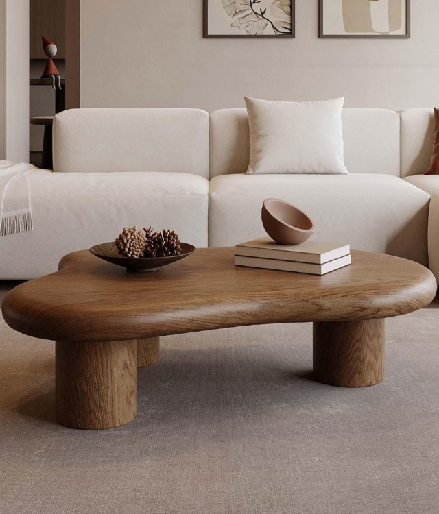 Solid Wood Cloud Coffee Table Irregular Organic Shape Oval Center Table For Living Room Villa Wholesale