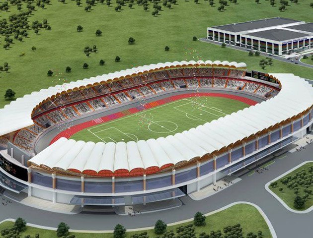open air steel stadium structure
