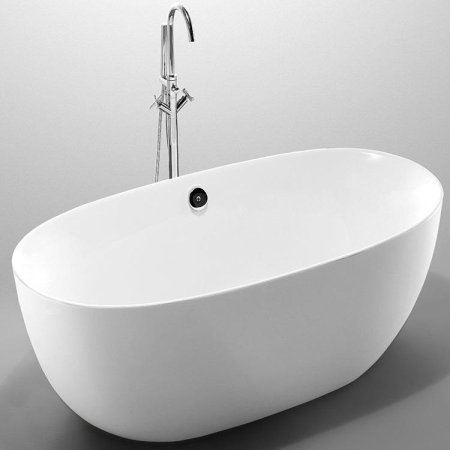 KB-7028 Oval Boat-Style White Acrylic Eco-Friendly Freestanding Soaking Bathtub