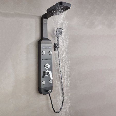 1104Luxury Black Thermostatic LED Rainfall Showerhead